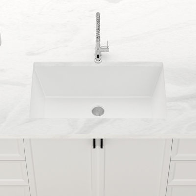 Grand évier de cuisine encastré en composite de granit blanc 30 po x 18 po, grand évier de cuisine profond, non poreux de style campagnard ou contemporain blanc