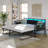 Merrylee Daybed with Pop Up Trundle,Metal Twin Daybed with Charging Station and LED Lights,Guest Bed with Storage for Adults
