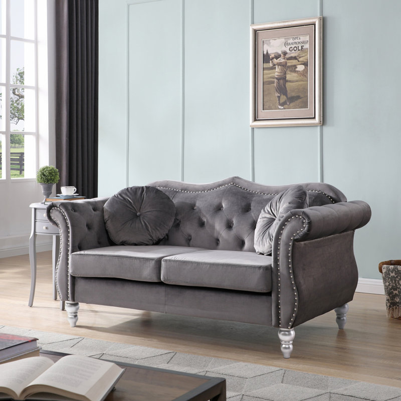 Causeuse à accoudoirs évasés Cozy, Gris foncé