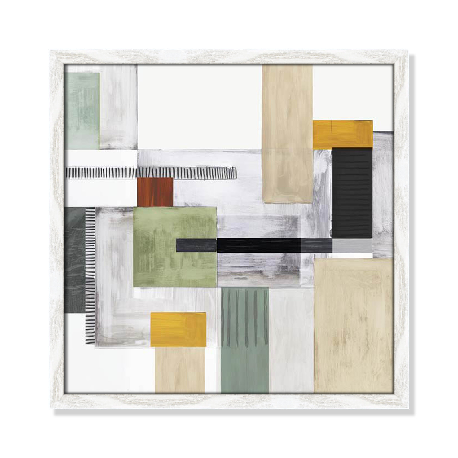 Playful Blocks, White Slim Framed, 17" H x 17" W x 0.75" D