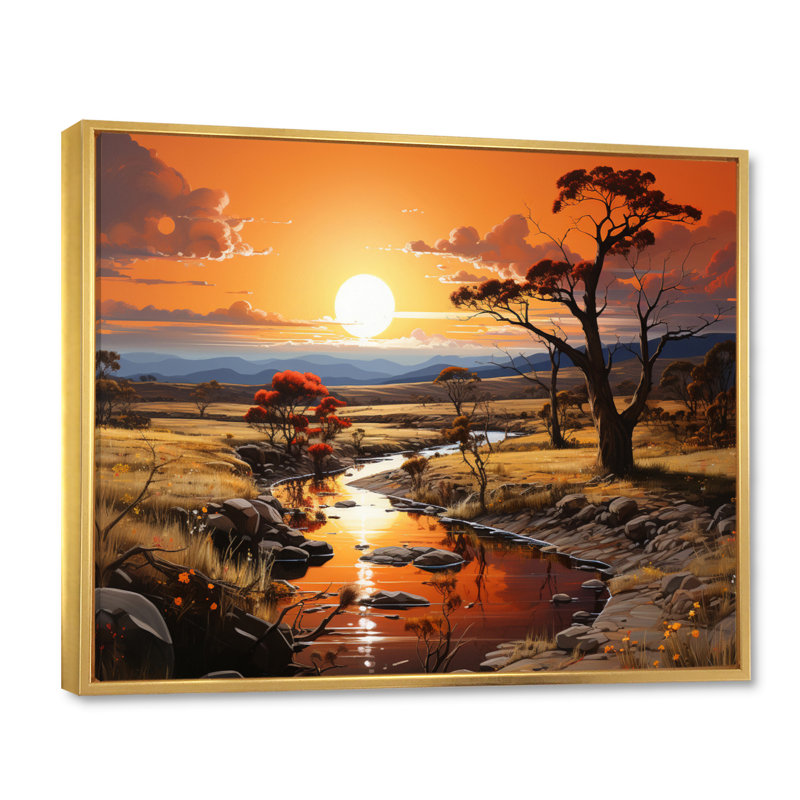«Australie Outback Wonder I», reproduction d'art sur toile, H 30 po x l 40 po x P 1,5 po, Cadre flottant doré
