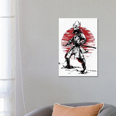 Red Sun Samurai 1 Piece Wrapped Canvas Wall Art