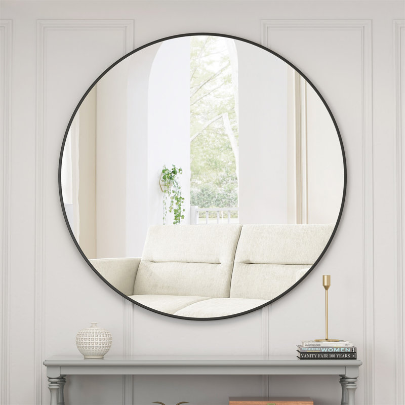 Miroir mural 48 pouces surdimensionné noir, Noir, 48 po x 48 po