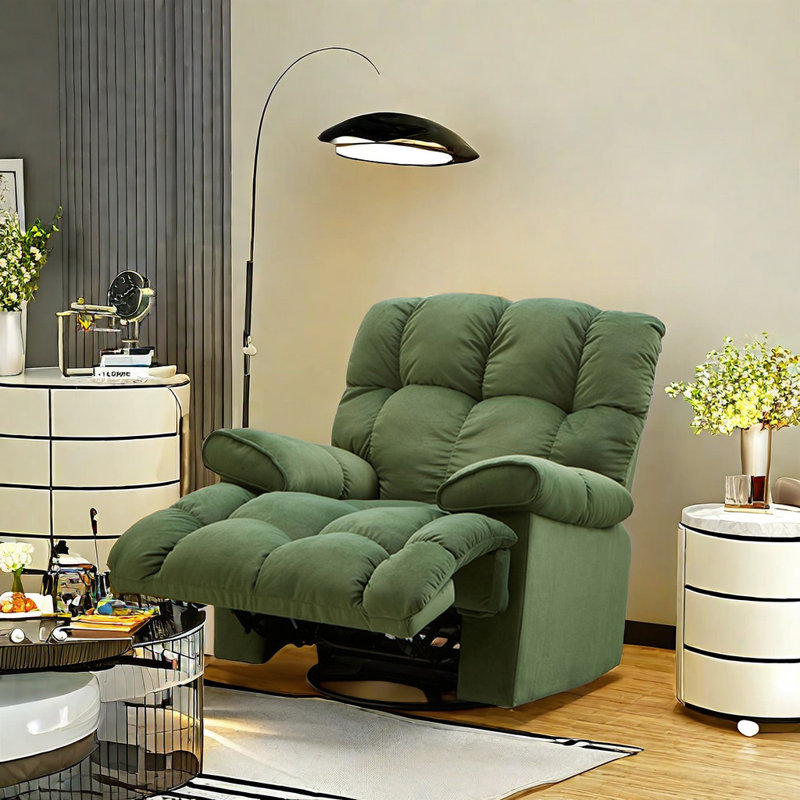 Fauteuil inclinable pivotant rembourré Kitchell, Vert