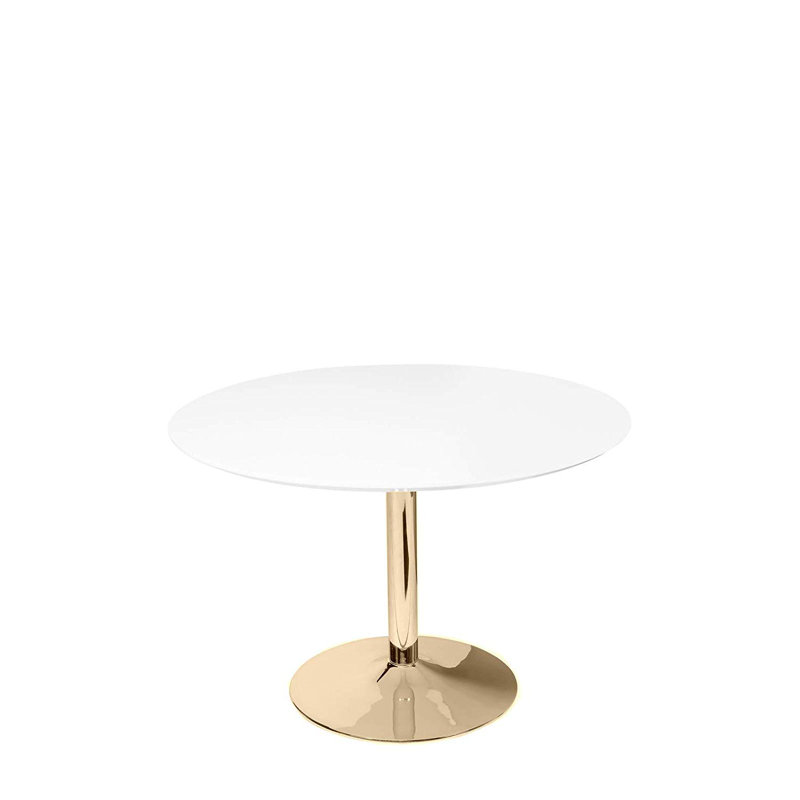 Round Metal Base Dining Table, Gold