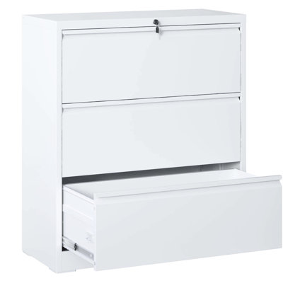 3 Drawer Lateral File Cabinet, 35.4 Inch Wide Metal Filing Cabinet, Locking Heavy Duty File Cabinet For Home Office, Anti-Tip Safety Interlock, Vertical Storage For Letter/Legal/A4 Files