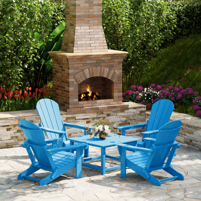 Laguna Outdoor 5-Piece Adirondack Chair With Square Coffee Table Conversation Set