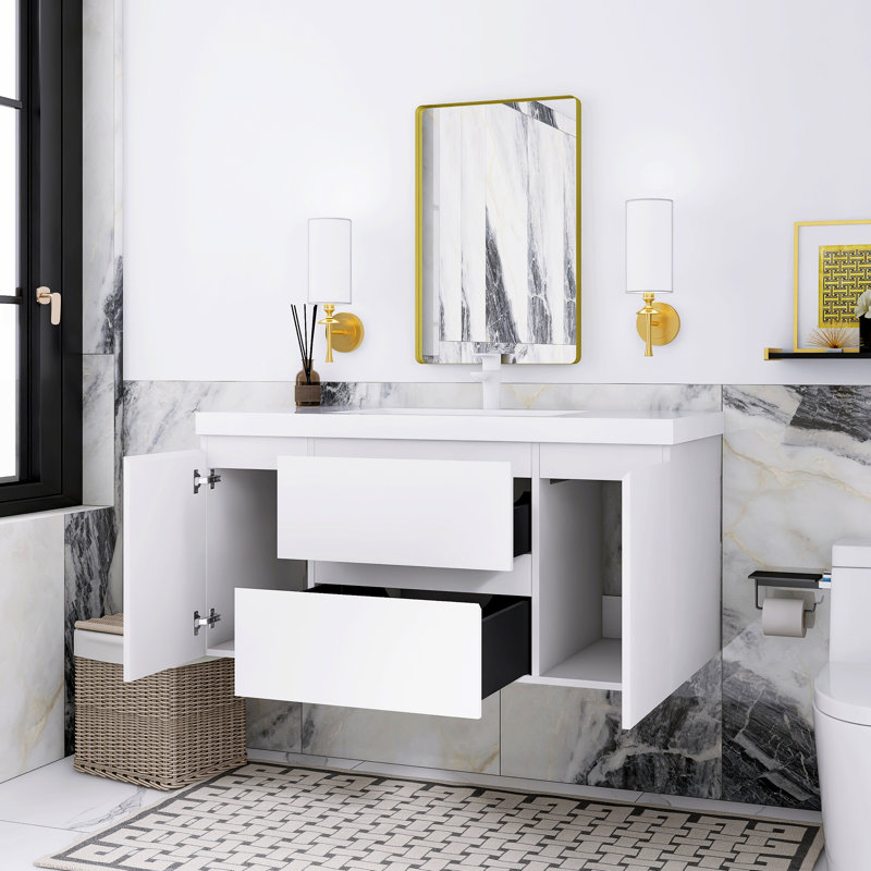 Meuble-lavabo simple 47 po avec plateau en résine Cummington