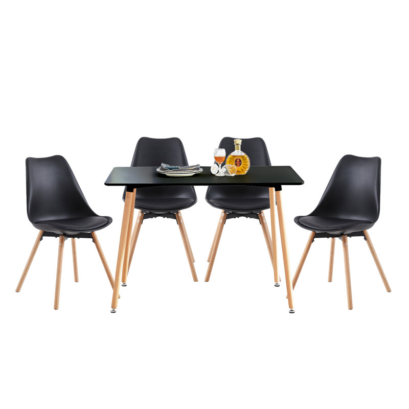 Nelda 4 - Person Dining Set, Black