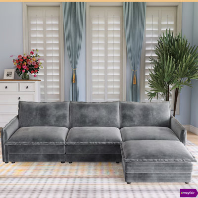 Bodhild 109"W Stylish Corduroy Comfortable Lounge Chair With One Ottoman.