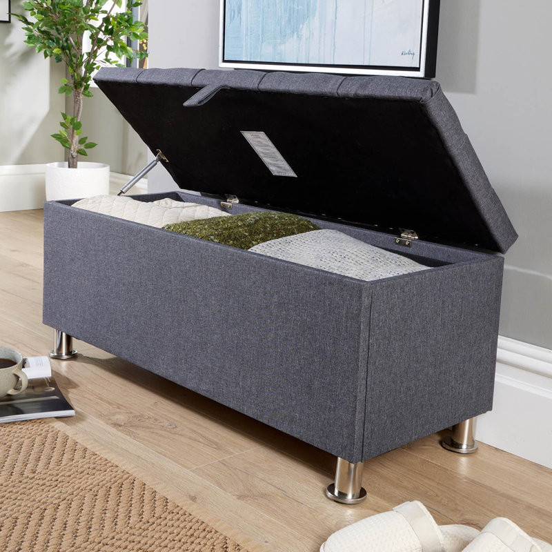 Philone Padded Storage Ottoman, Dark Grey