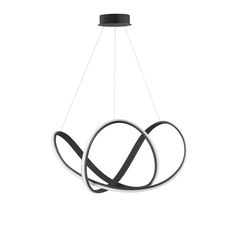 1 - Light LED Geometric Pendant, Black, 120cm H x 70cm W x 70cm D