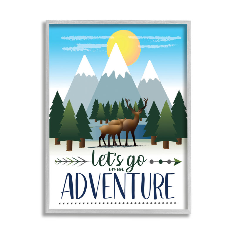 Aleia «All Go Adventure», phrase, forêt, animal, chaîne de montagnes, art, H 14 po x l 11 po, Estampe numérique Farmhouse