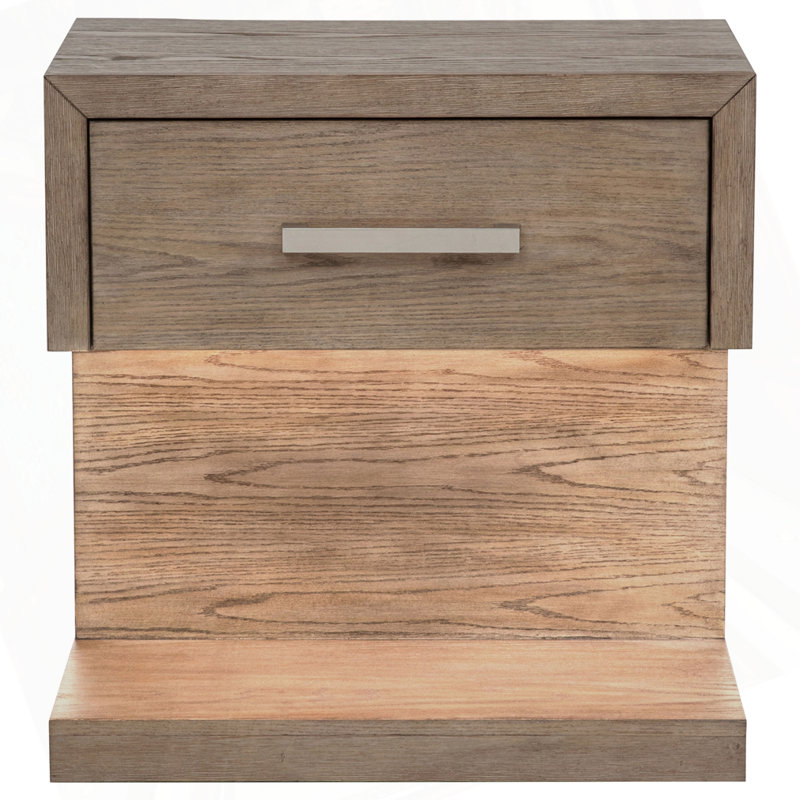 Brown 1-Drawer Nightstand Bedside Table