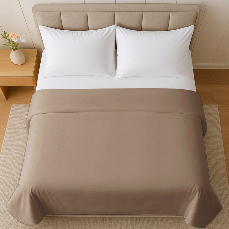100% Cotton Standard Flat Sheet, Beige, Double (4'6)