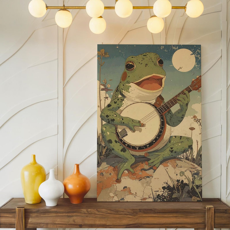 Toile, art mural Banjo jouant de la grenouille, H 9 po x l 12 po