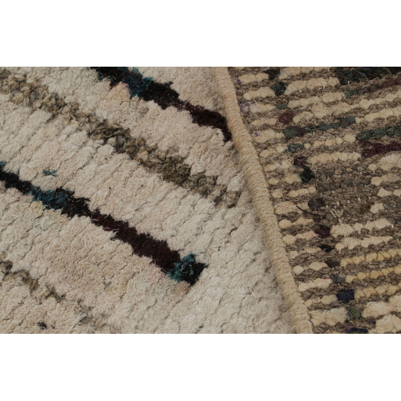 Moroccan Hand Knotted Geometric Area Rug, Rectangle 8' x 10'