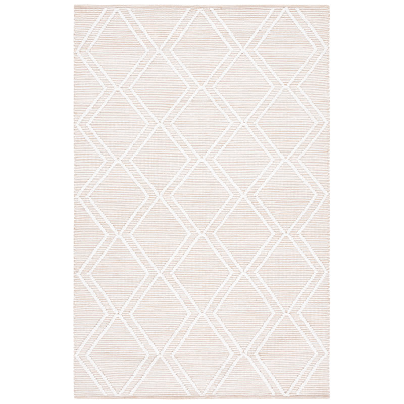 Natural Ivory 6' Square Flatweave Wool Rug