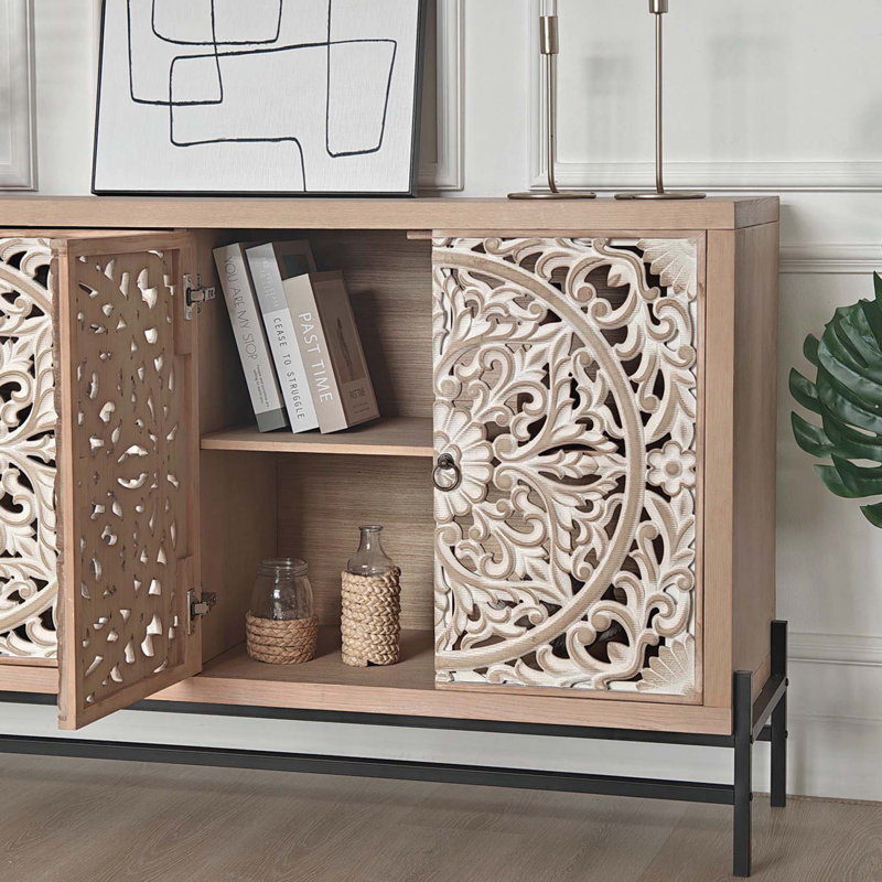 Armoire en bois exquise à 4 portes pour un rangement polyvalent