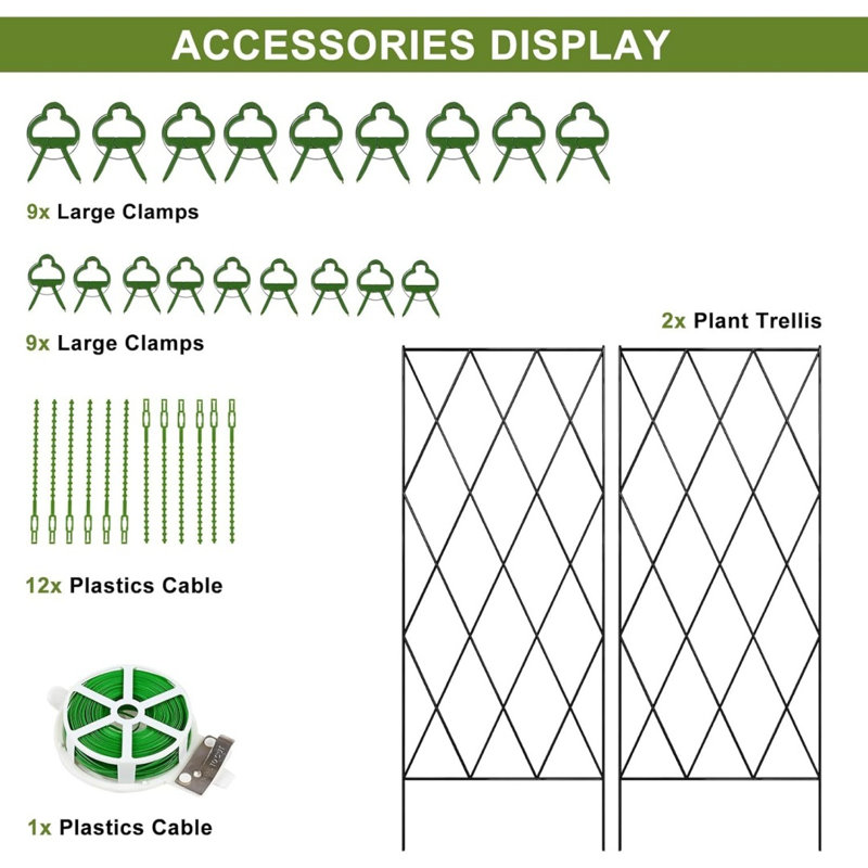 Cucumber Trellis, 2 Pack Metal Foldable A Frame Garden Trellis For Raised Bed Climbing Plants, Vegetables, Includes Plant Support Clips, Twist Ties, Plastic Ties, A Frame Trellis, Black