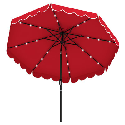 10 FT Solar Patio Umbrella Outdoor Market Sunshade w/ 24 LED Lights Red