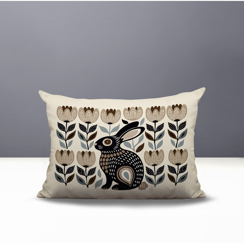 Coussin lombaire réversible intérieur / extérieur Zuko Rabbit, Beige, Rectangle H 14 po x l 20 po