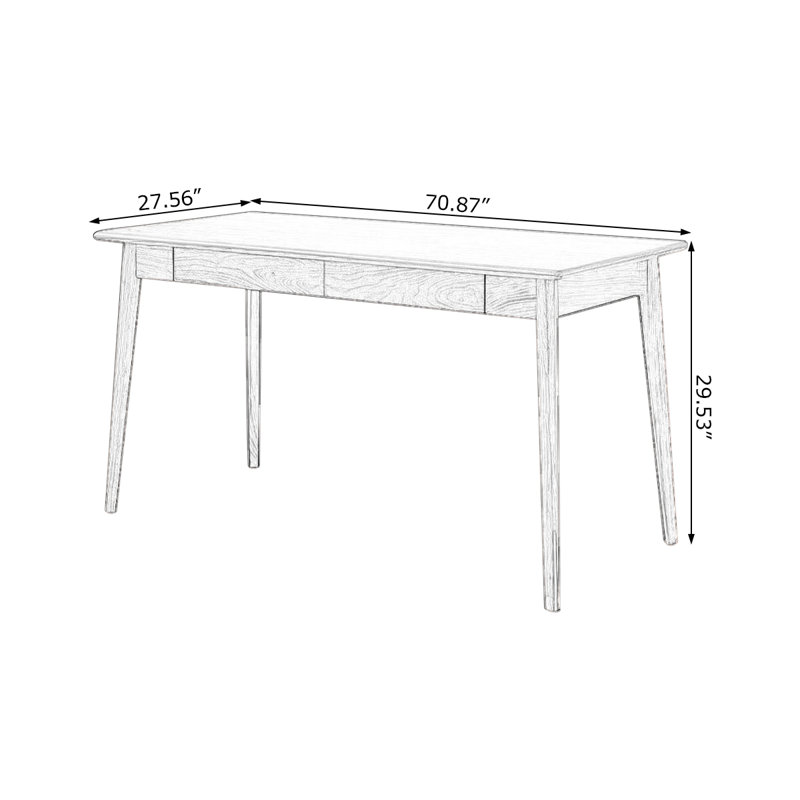 Walnut Rectangular Solid Wood desks, 29.53" H x 70.87" W x 27.56" D