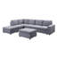 Cassia 120" Light Grey Linen 7 Seat Reversible Modular Sectional Sofa with Ottoman