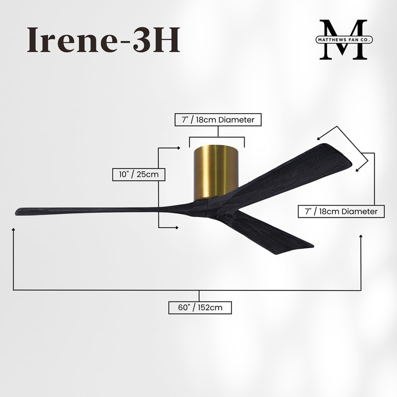 Irene Ceiling Fan, Brushed Brass, Matte Black, 60"