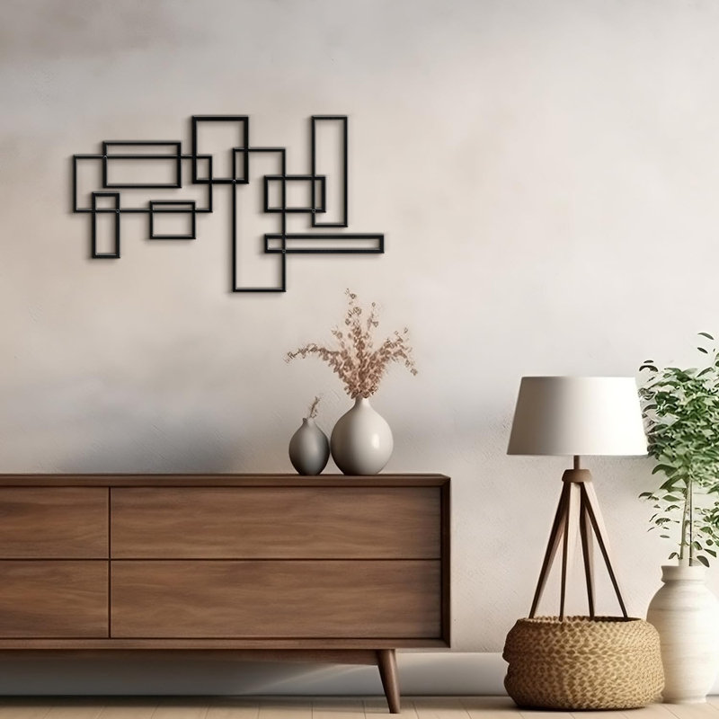 Wall Decor Metal, 12" H x 24" W x 0.05" D, Black