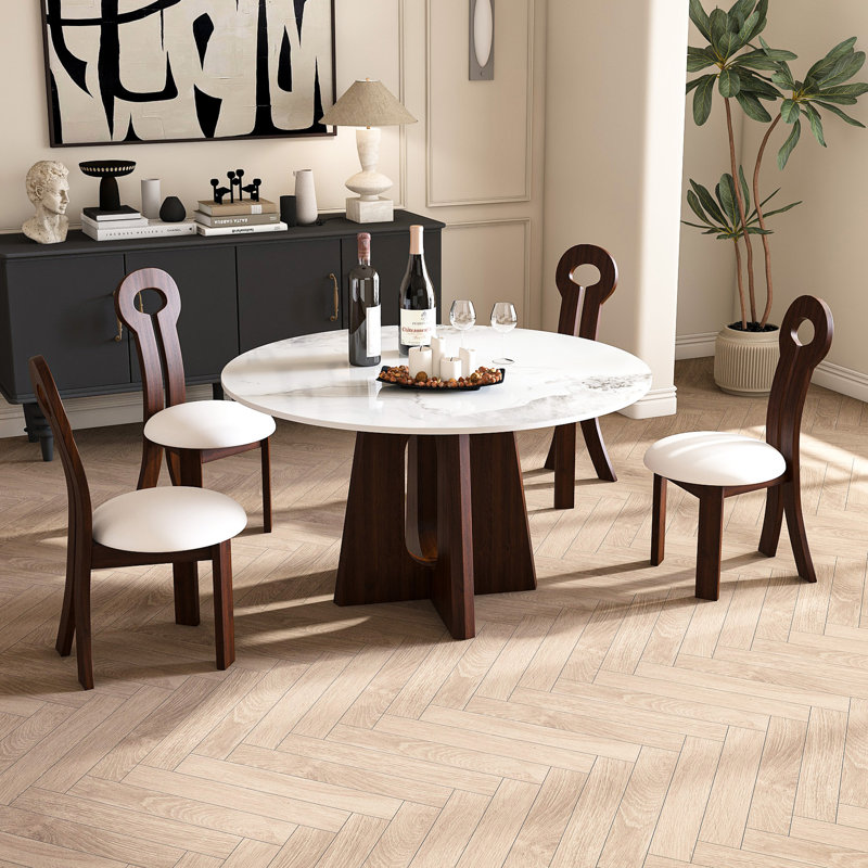 Ensemble de table de salle à manger en marbre fritté moderne de 53 po Ciyah