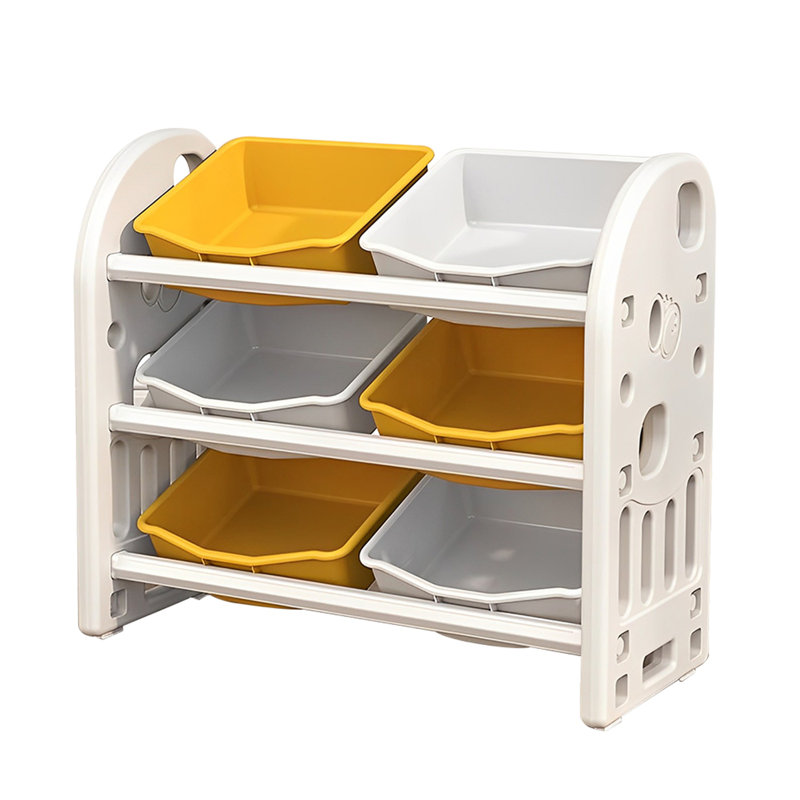 Rangement pour jouets pour enfants avec 6 bacs, Jaune