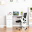 47" Modern Home Office Computer Desk Bookcase Combo Writing Table Workstation With 3 Drawer And Storage Shelf - White
