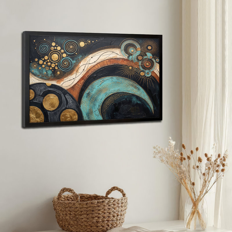 Art mural sur toile noir encadré pour le salon, la chambre à coucher, le bureau ou le vestibule - décoration murale décorative avec motif abstrait