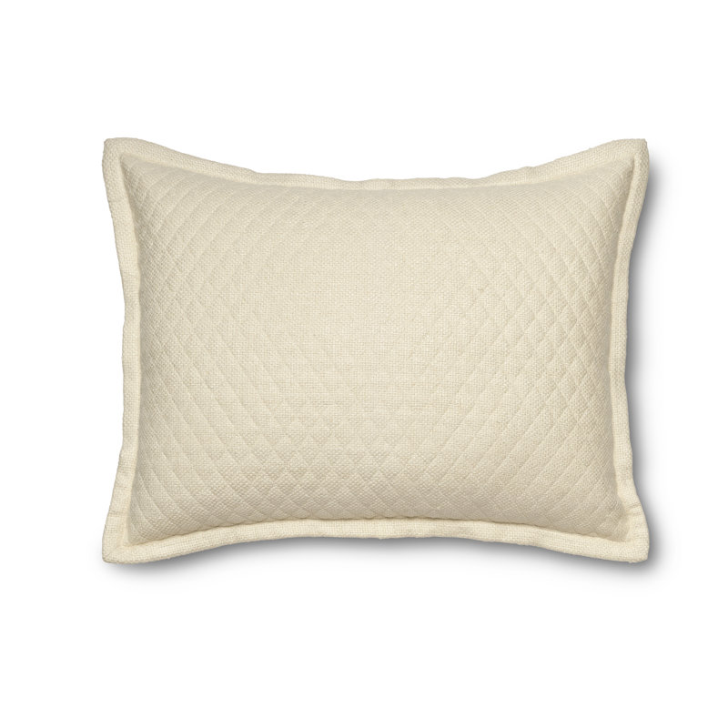 Oreiller matelassé en soie nattée, Ivoire ivoire, Rectangle H 20 po x l 26 po