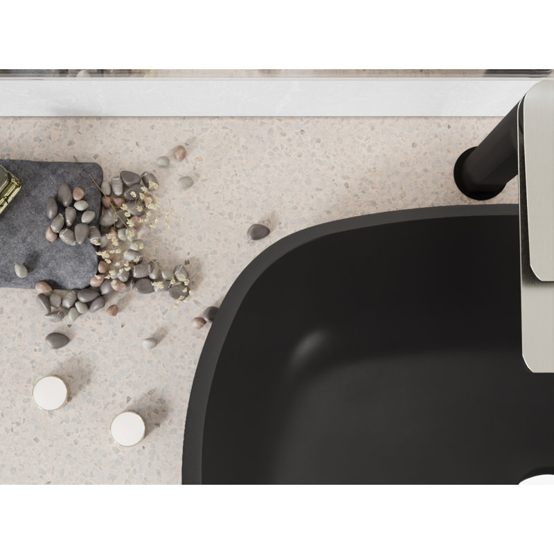 ANZZI 16.1'' Matte Black Glass Rectangular Bathroom Sink