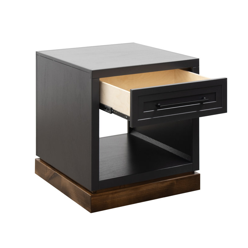 Table d'appoint 24 po avec tiroir et tablette ouverte Katoria, Noir