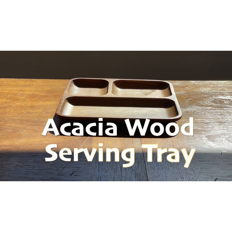 Rustic Acacia Wood 3-Compartment Serving Platter