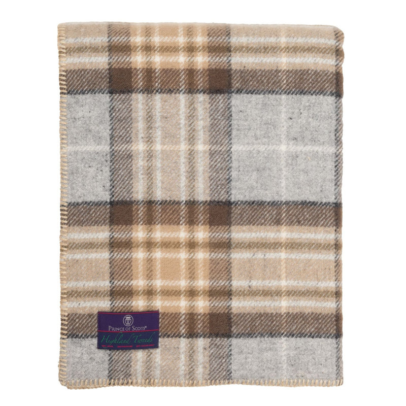BIGTHROWTartan Hand Woven Throw Blanket, Mckellar/Tan Plaid