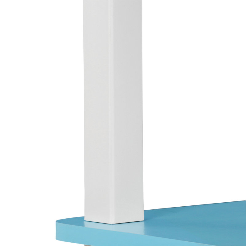 Johnston 4 Tier Toolless Assembly Shelving Unit Bookcase, Light Blue/White Round Tubes