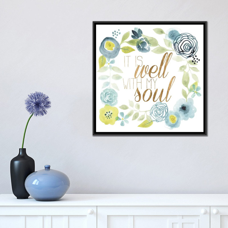 « it is bien ii », art textuel sur toile, H 18 po x l 18 po x P 1,5 po, Toile avec cadre noir, Pas de tapis