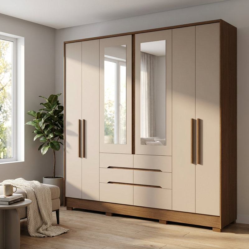 Armoire San 85 avec tablettes réglables et tringle, Chêne / brun