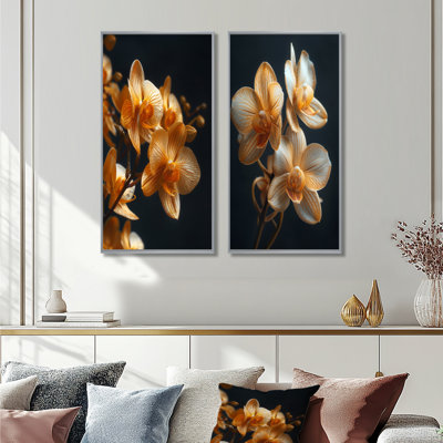 Orchidées parfumées Fusion III - ensemble d'art mural 2 pièces