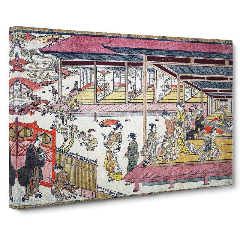View Of A Home by Okumura Masanobu - Wrapped Canvas, 35cm H x 50cm W x 3cm D