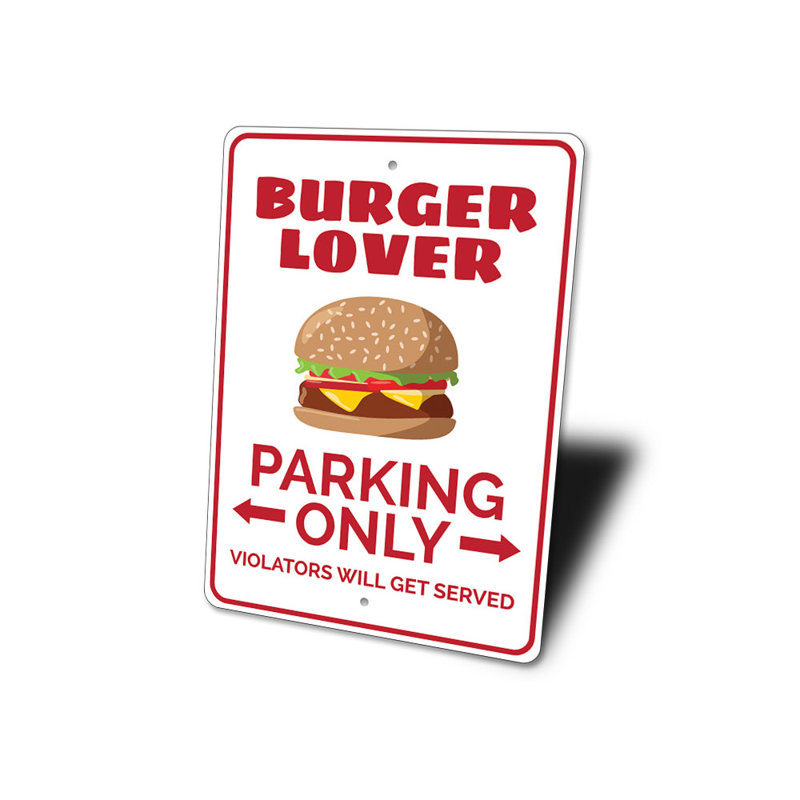 Enseigne en aluminium Burger Lover, H 18 po x l 12 po x P 0,06 po