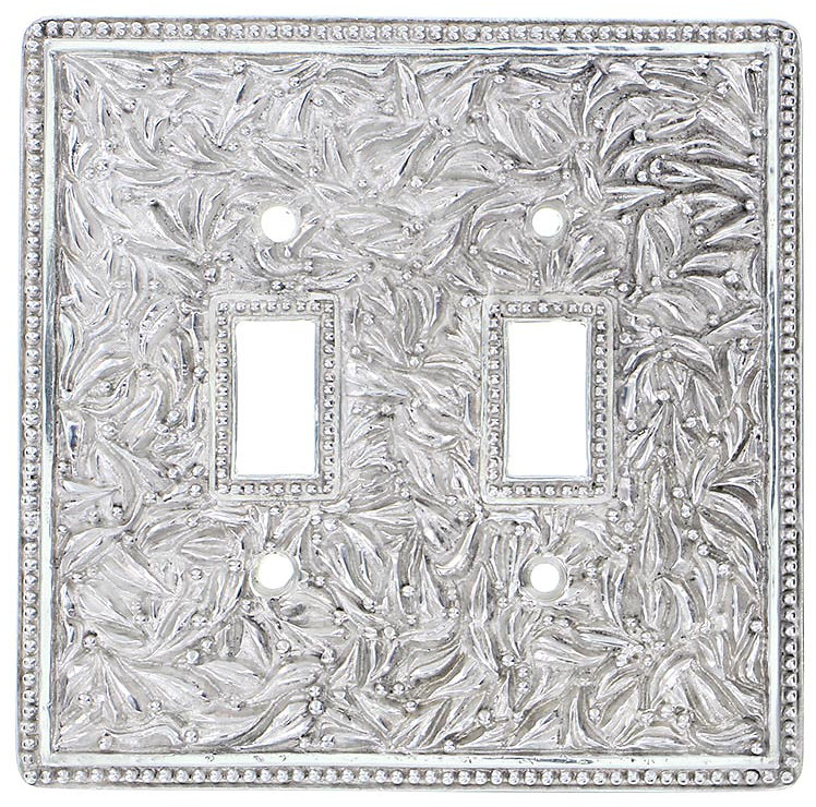 San Michele 2-Gang Toggle Light Switch Wall Plate, 4.5" H x 4.5" W x 0.31" D, Polished Nickel