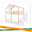 Stairway Twin-Over-Twin Bunk Bed,House Bed,Storage And Guard Rail,Natural Bed +White Stair