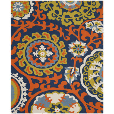 Tapis bleu clair / orange tissé à la main Columbus
