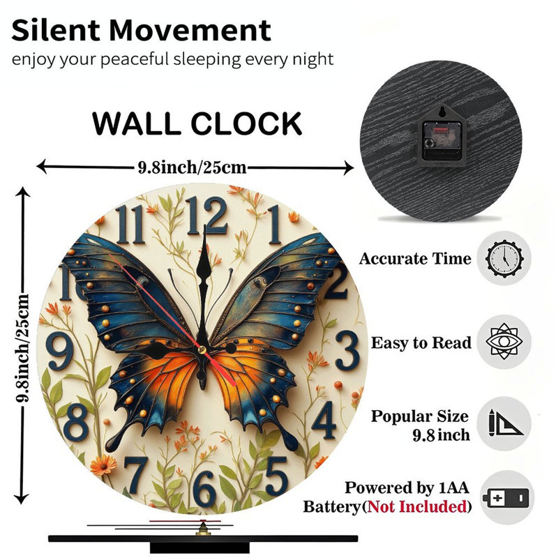 Horloge murale papillon