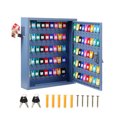 Armoire à clés 88 crochets avec étiquettes colorées et rainure, boîte de rangement murale en acier robuste avec serrure pour la gestion des clés d'hôtel, de bureau, de voiture et de propriété